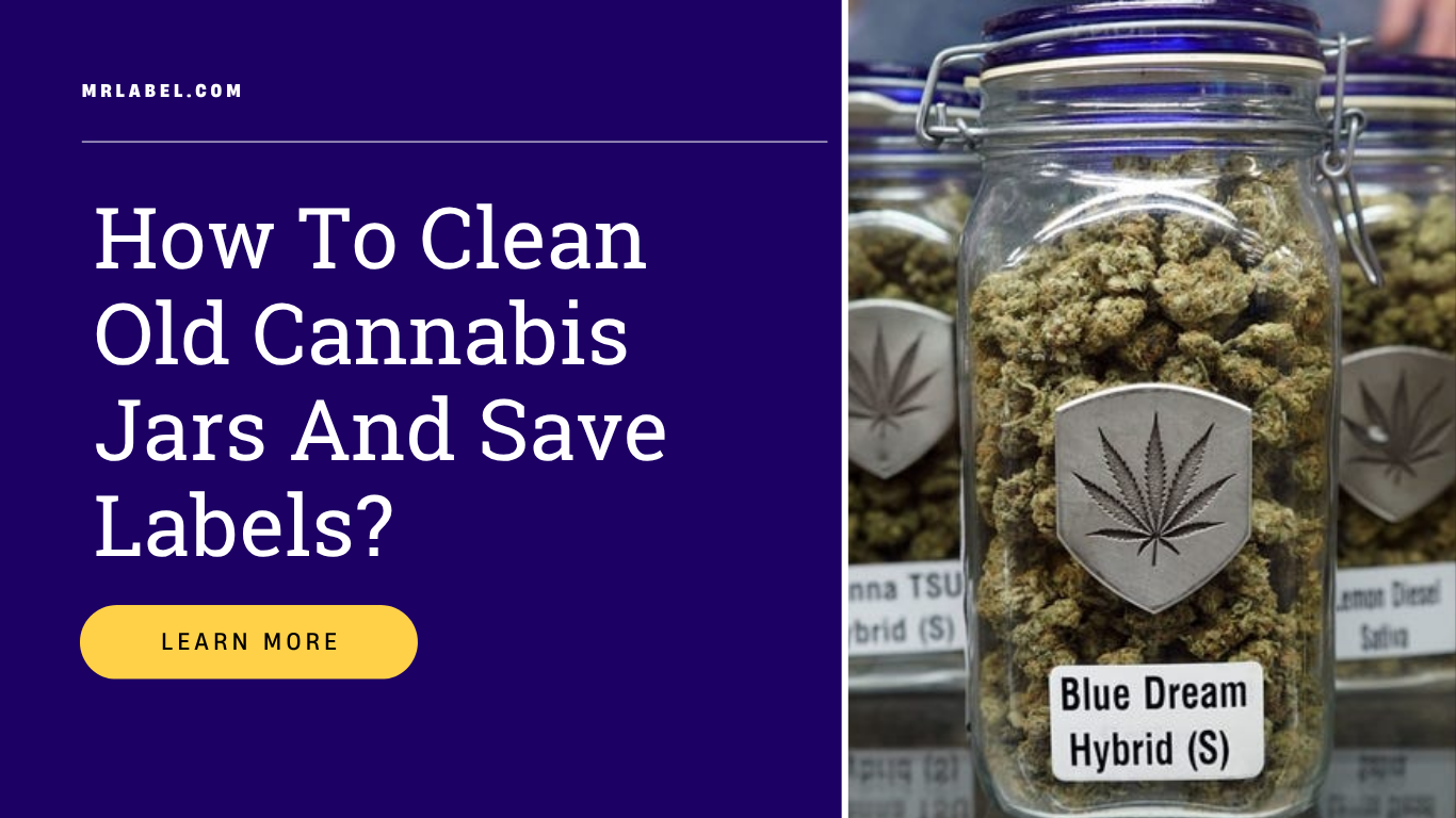 Cannabis jar with label being removed