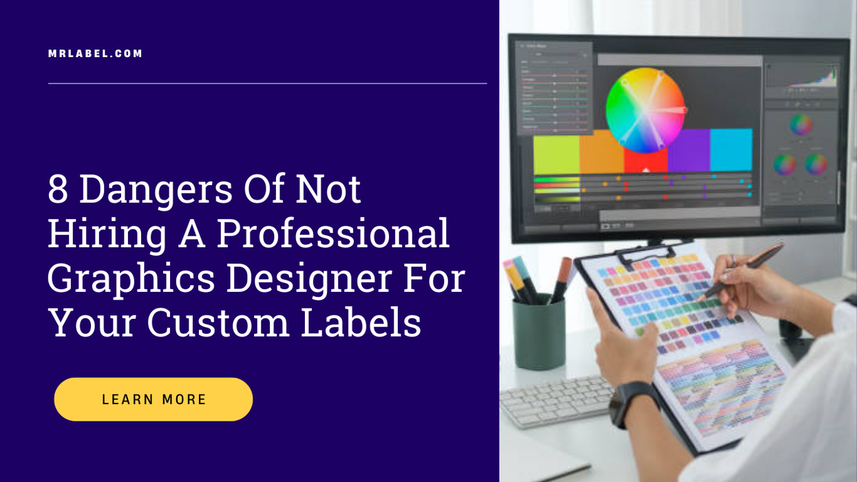 Professional graphic designer working on custom label design