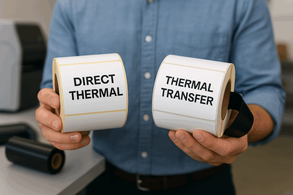 Comparison of direct thermal and thermal transfer label printing methods