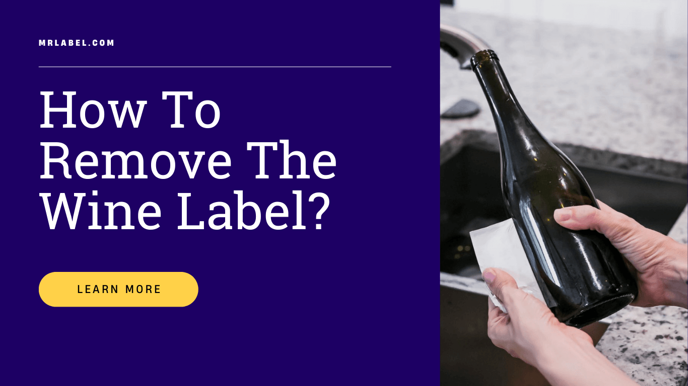 Wine bottle with label being carefully removed