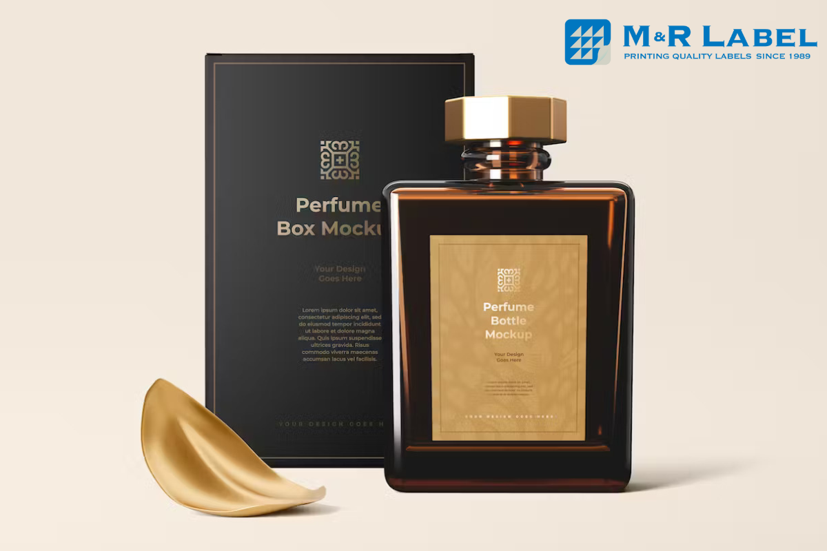 Metallic foil labels with shimmering gold and silver finishes