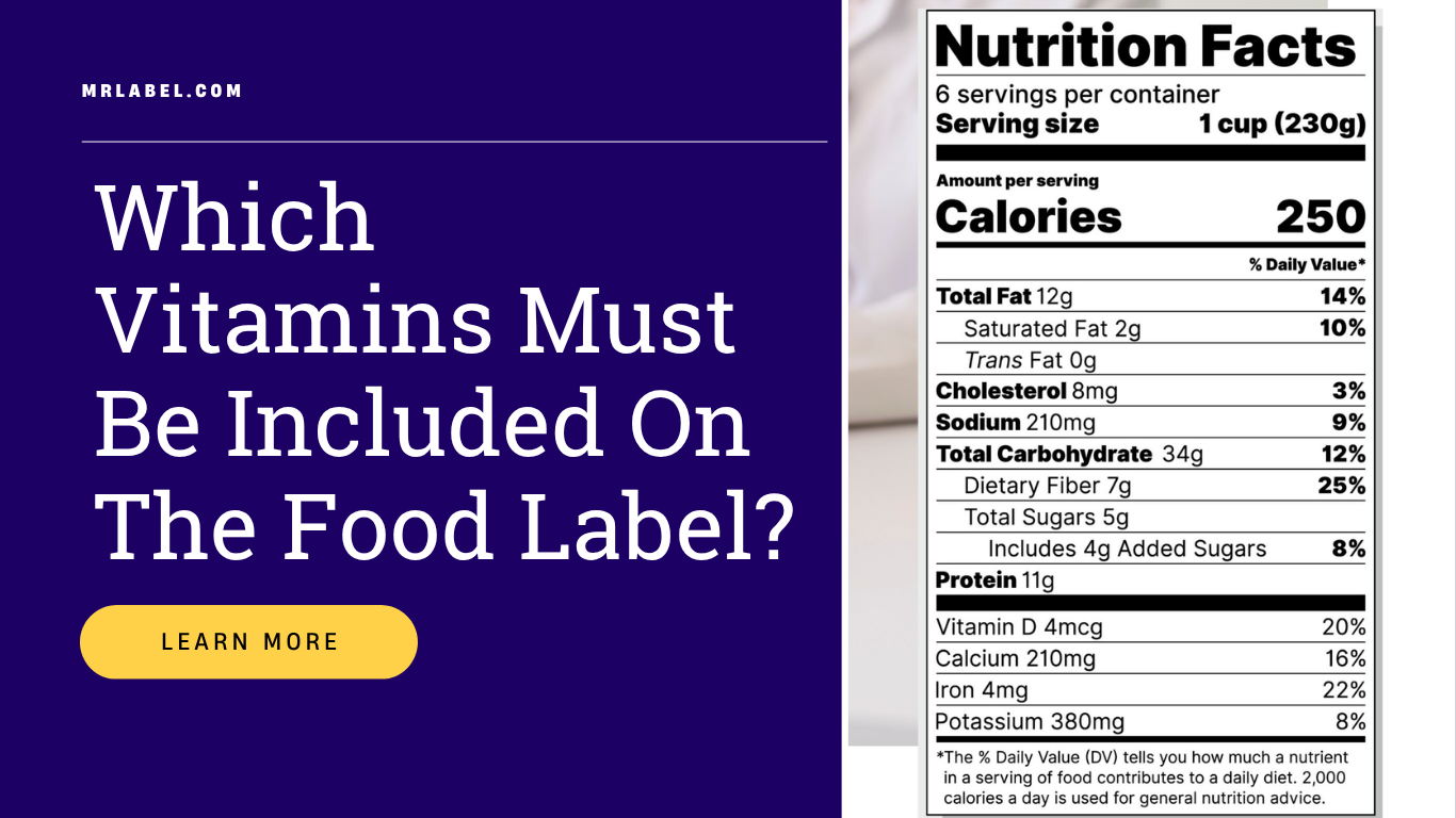 Food label showing vitamin content