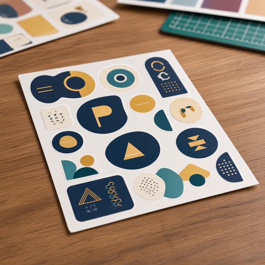 Custom sticker sheet with multiple shapes, sizes, and designs